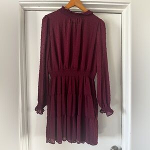 Sweet Wanderer Maroon Long Sleeve Dress